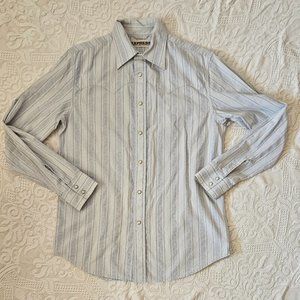 Pearl-Snap Western Shirt 2-Tone Blue Cotton